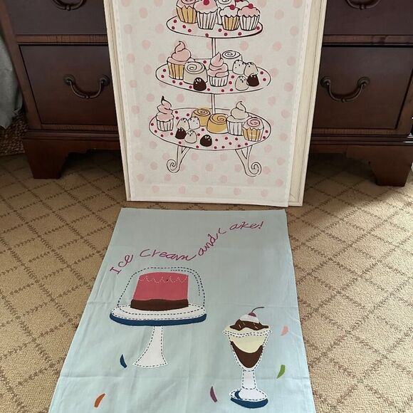 Sur La Table Embroidered Appliqué Dessert themed Tea Towel set of 2 NWOT - Picture 1 of 11